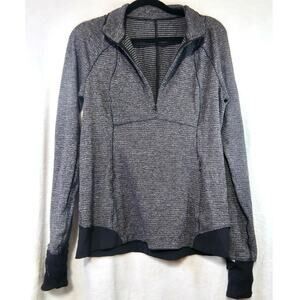 Lululemon Rest Less 12 Black Gray 1/4 Zip Pullover with Thumbholes
